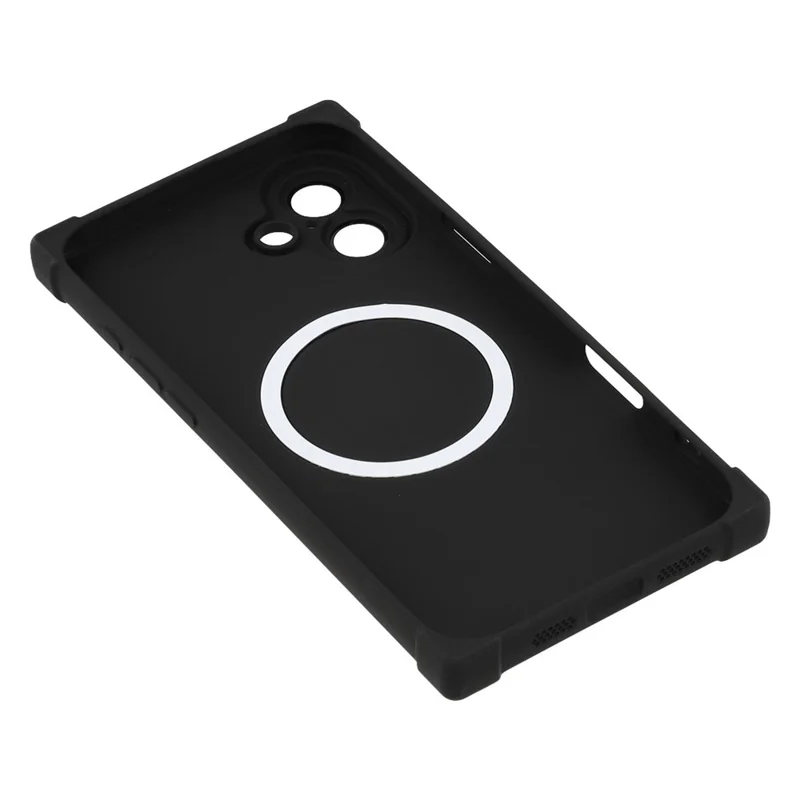 For iPhone 16 Case Compatible with MagSafe Straight Edge TPU Phone Cover with Camera Lens Protector - Black