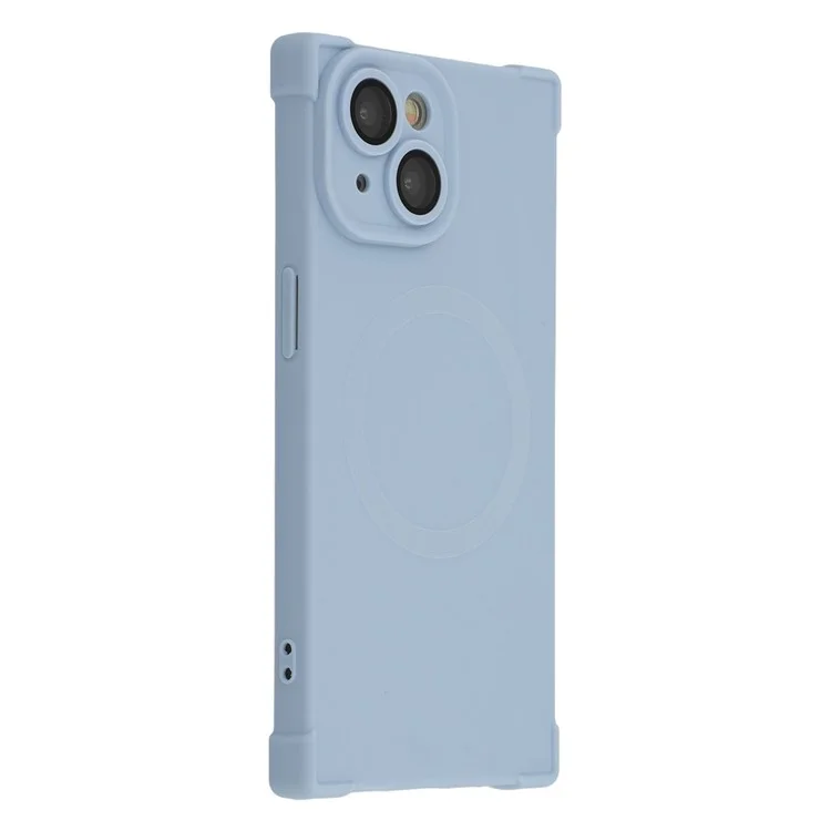Funda para iPhone 13 Compatible con MagSafe, Borde Recto, Carcasa de TPU con Protector de Lente de Cámara - Azul
