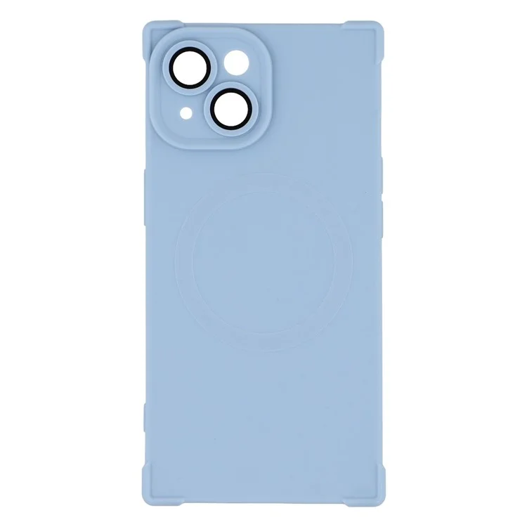 Funda para iPhone 13 Compatible con MagSafe, Borde Recto, Carcasa de TPU con Protector de Lente de Cámara - Azul