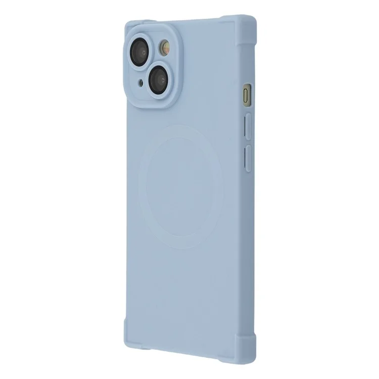 Funda para iPhone 13 Compatible con MagSafe, Borde Recto, Carcasa de TPU con Protector de Lente de Cámara - Azul