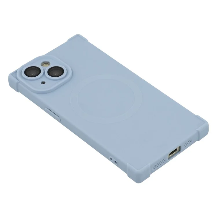 Funda para iPhone 13 Compatible con MagSafe, Borde Recto, Carcasa de TPU con Protector de Lente de Cámara - Azul