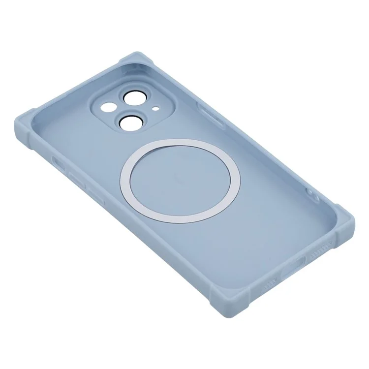 Funda para iPhone 13 Compatible con MagSafe, Borde Recto, Carcasa de TPU con Protector de Lente de Cámara - Azul