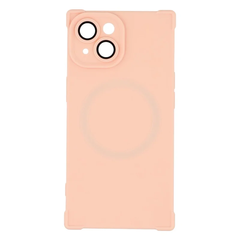 For iPhone 13 Case Compatible with MagSafe Straight Edge TPU Phone Cover with Camera Lens Protector - Pink