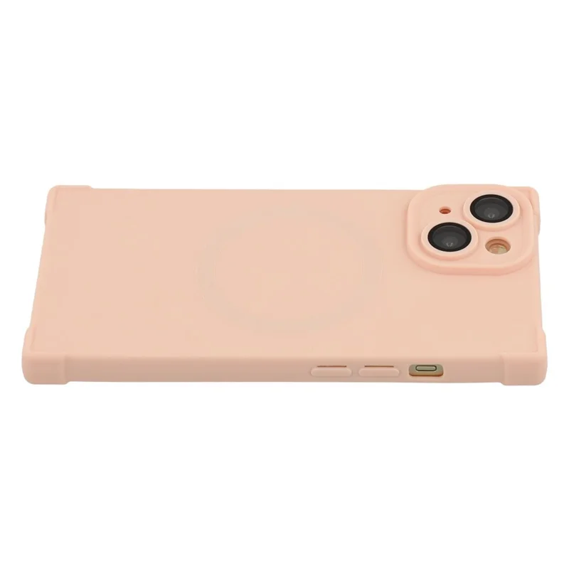 For iPhone 13 Case Compatible with MagSafe Straight Edge TPU Phone Cover with Camera Lens Protector - Pink
