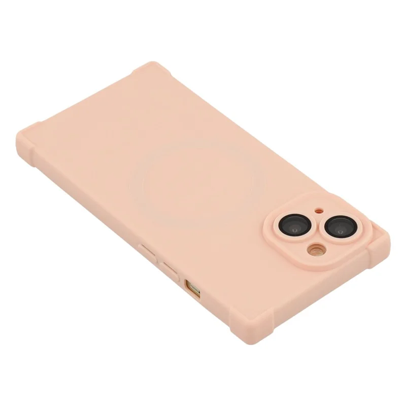 For iPhone 13 Case Compatible with MagSafe Straight Edge TPU Phone Cover with Camera Lens Protector - Pink