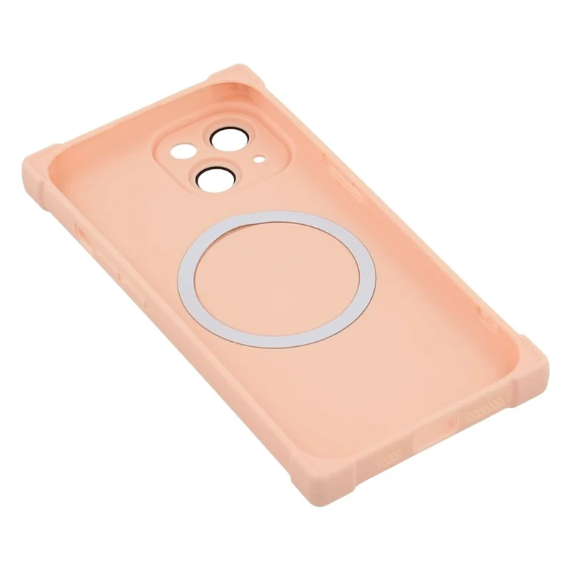 For iPhone 13 Case Compatible with MagSafe Straight Edge TPU Phone Cover with Camera Lens Protector - Pink