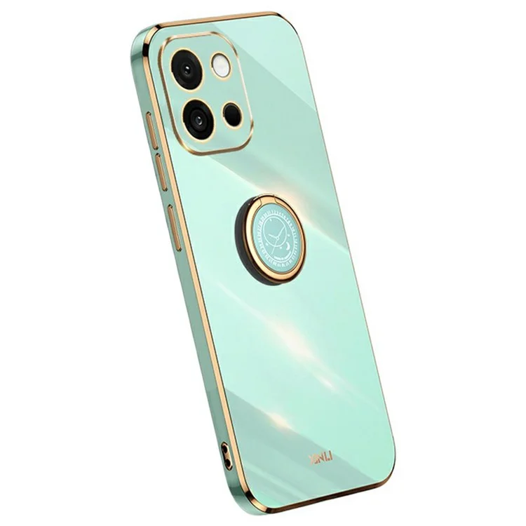 XINLI For OnePlus 13T 5G Case Ring Kickstand Electroplating TPU Phone Cover - Cyan