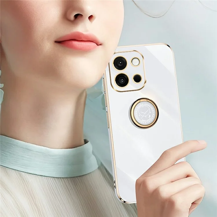 XINLI For OnePlus 13T 5G Case Ring Kickstand Electroplating TPU Phone Cover - Cyan
