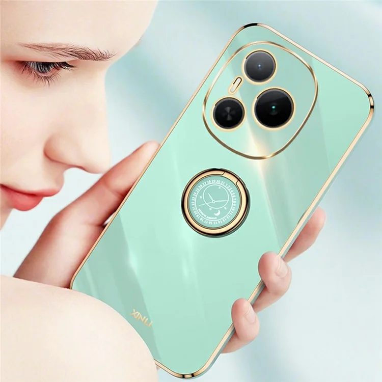 XINLI Handyhülle für Honor Power 5G mit Ringhalterung, elektrolytisch veredeltem TPU - Cyan