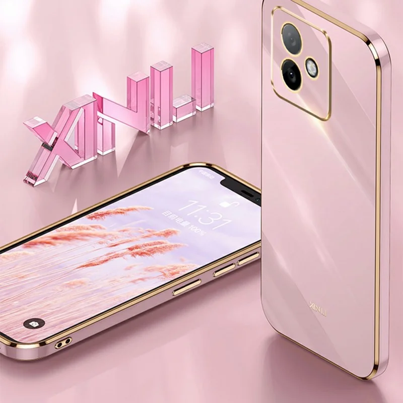 Cover XINLI per Honor X60 GT 5G - Custodia in TPU con Cornice Elettroplaccata - Ciano