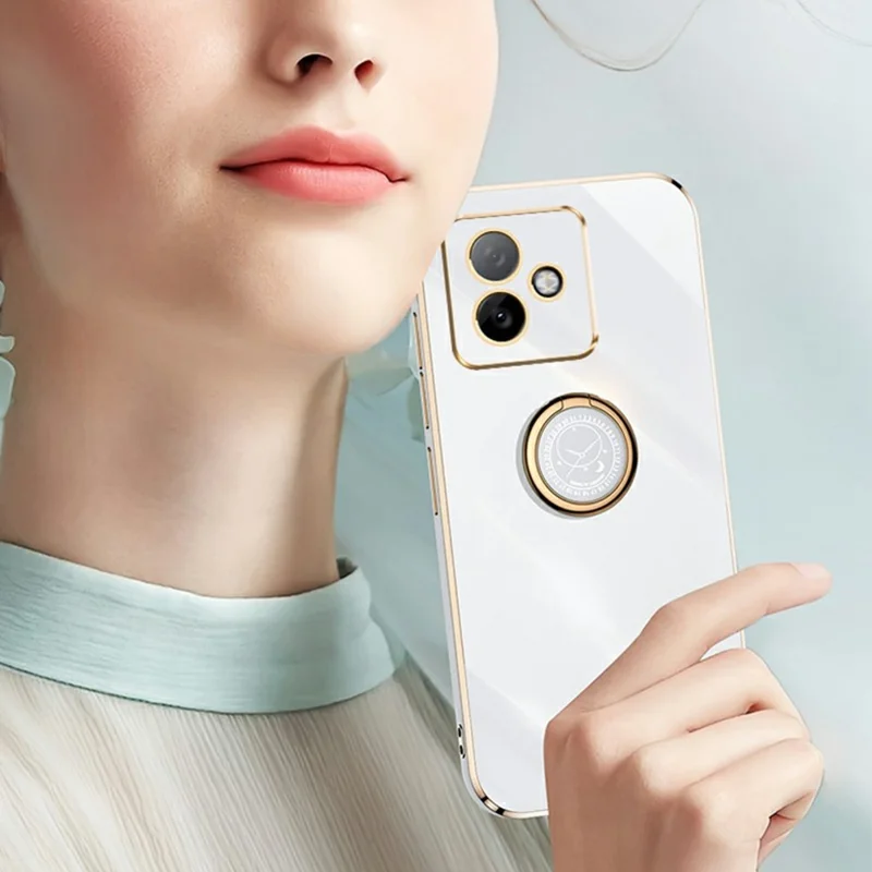 XINLI For Honor X60 GT 5G Case Ring Kickstand Electroplating TPU Phone Cover - Cyan