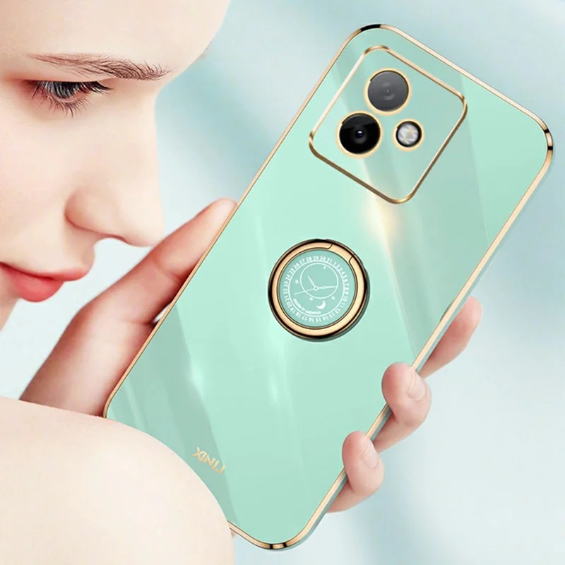 XINLI For Honor X60 GT 5G Case Ring Kickstand Electroplating TPU Phone Cover - Cyan