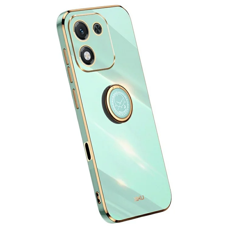 XINLI For Honor X70i Case Ring Kickstand Electroplating TPU Phone Cover - Cyan