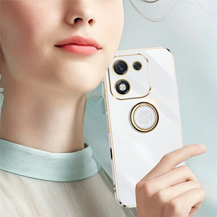 XINLI For Honor X70i Case Ring Kickstand Electroplating TPU Phone Cover - Cyan