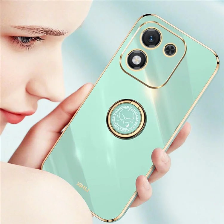 XINLI For Honor X70i Case Ring Kickstand Electroplating TPU Phone Cover - Cyan