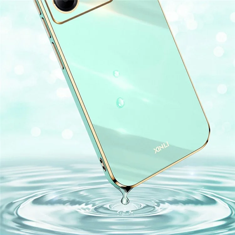 XINLI For Xiaomi Poco M7 Pro 5G Case TPU Phone Cover with Electroplating Frame - Cyan
