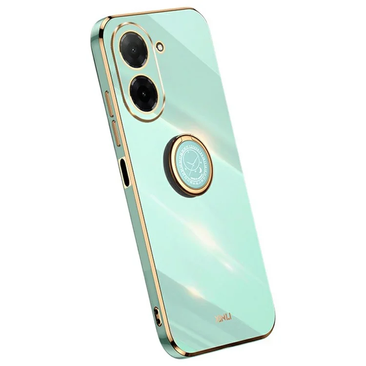 XINLI For Xiaomi Redmi A5 4G (171.7mm)  /  Poco C71 4G Case Ring Kickstand Electroplating TPU Phone Cover - Cyan