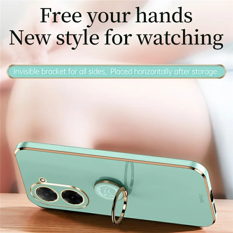XINLI For Xiaomi Redmi A5 4G (171.7mm)  /  Poco C71 4G Case Ring Kickstand Electroplating TPU Phone Cover - Cyan