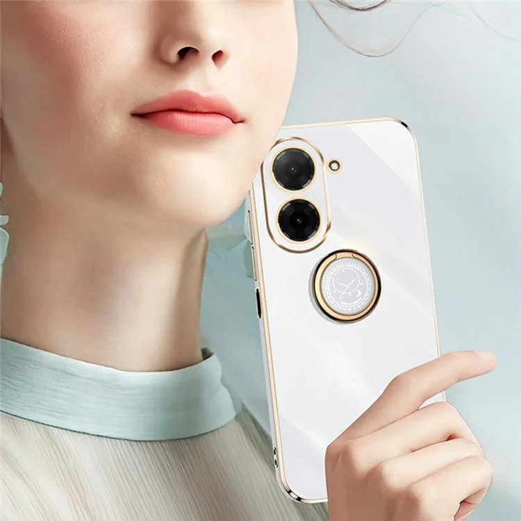 XINLI For Xiaomi Redmi A5 4G (171.7mm)  /  Poco C71 4G Case Ring Kickstand Electroplating TPU Phone Cover - Cyan
