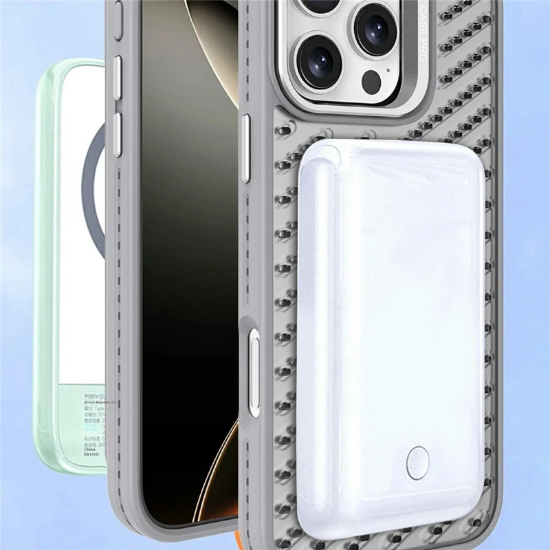 For iPhone 16 Pro Max Magnetic Case PC TPU Back Cover Hollow Design with Lens Kickstand - Dark Purple