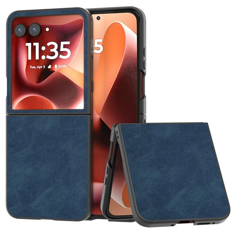 Funda de cuero PU y PC con borde negro para Motorola Razr 60 Ultra - Azul