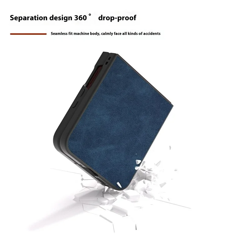Funda de cuero PU y PC con borde negro para Motorola Razr 60 Ultra - Azul