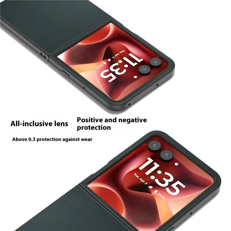 Funda ABEEL para Motorola Razr 60 Ultra - Cuero Auténtico de Vaca, Borde Negro, Carcasa Rígida para Teléfono - Verde