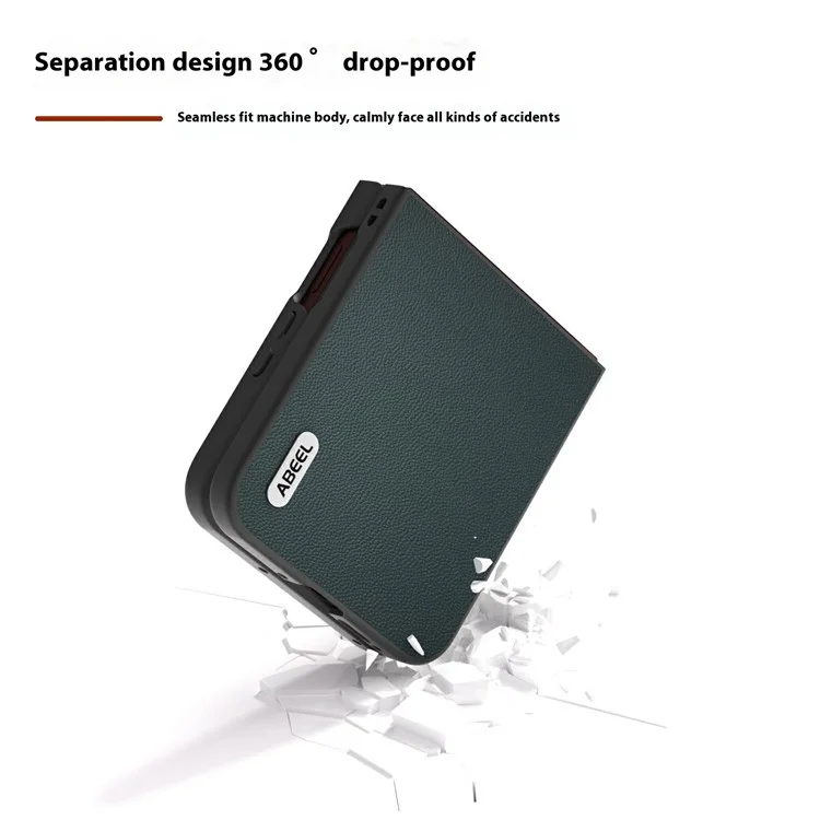 Funda ABEEL para Motorola Razr 60 Ultra - Cuero Auténtico de Vaca, Borde Negro, Carcasa Rígida para Teléfono - Verde