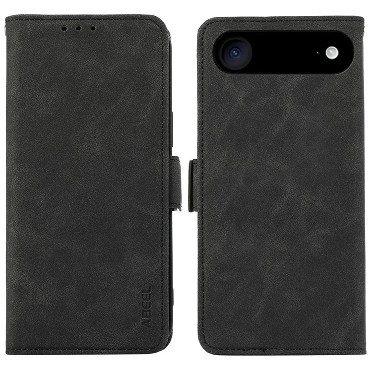 ABEEL Étui Air pour iPhone 17 Folio en cuir PU Support Vue Blocage RFID Coque de téléphone - Noir