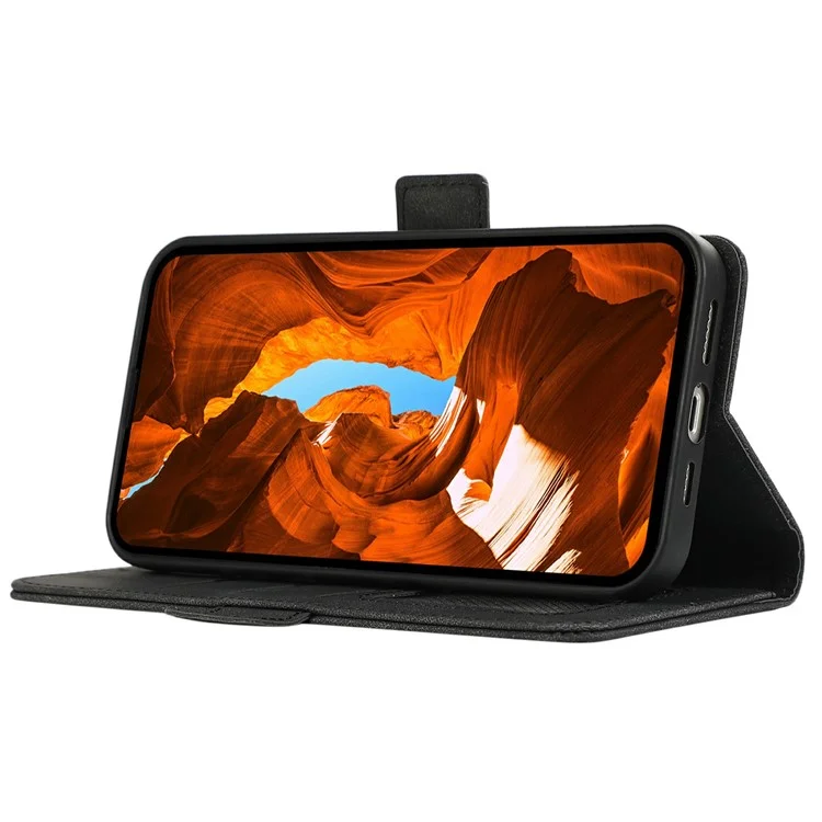 ABEEL Étui Air pour iPhone 17 Folio en cuir PU Support Vue Blocage RFID Coque de téléphone - Noir