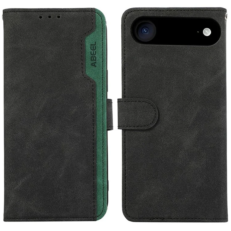 ABEEL For iPhone 17 Air Case Color Splicing Leather Flip Phone Cover RFID Blocking - Black
