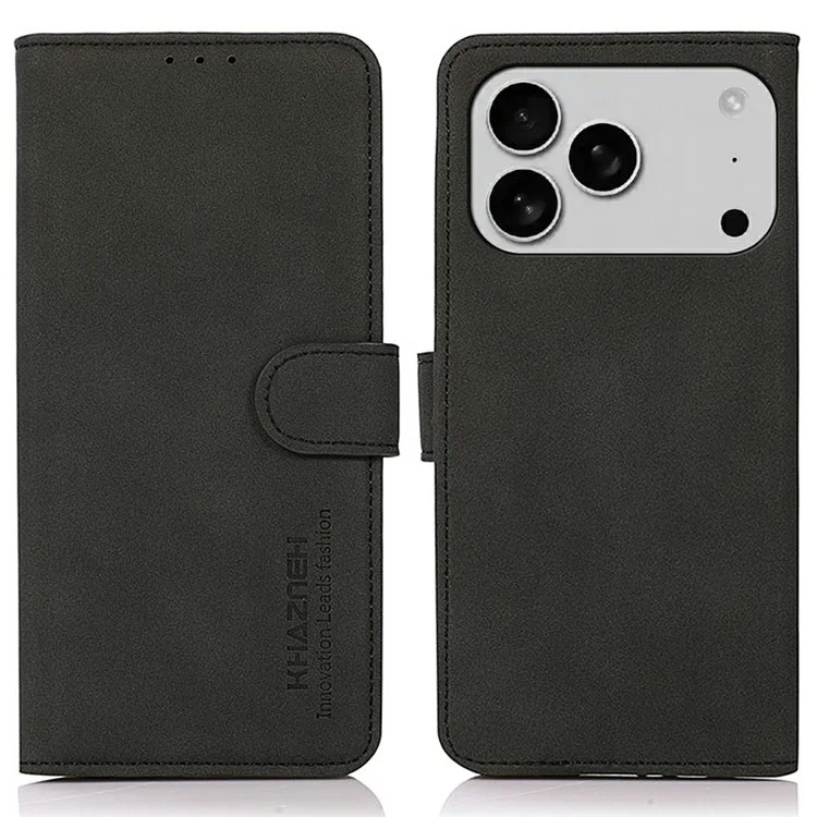 KHAZNEH для чехла iPhone 17 Pro из искусственной кожи Бумажник Подставка для телефона - Черный