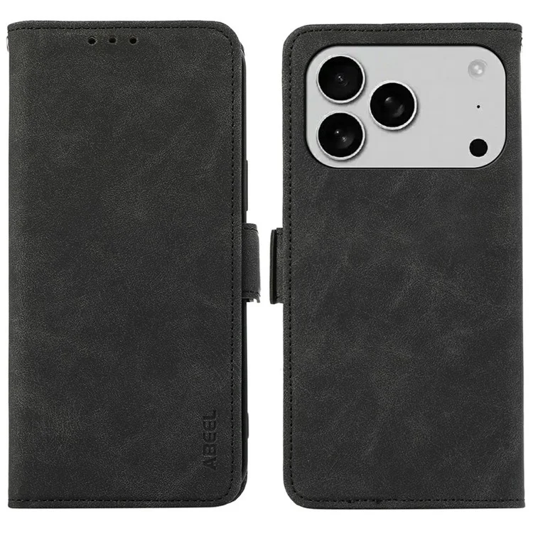 ABEEL Чехол для iPhone 17 Pro из искусственной кожи, откидной, с функцией просмотра, блокировкой RFID - черный