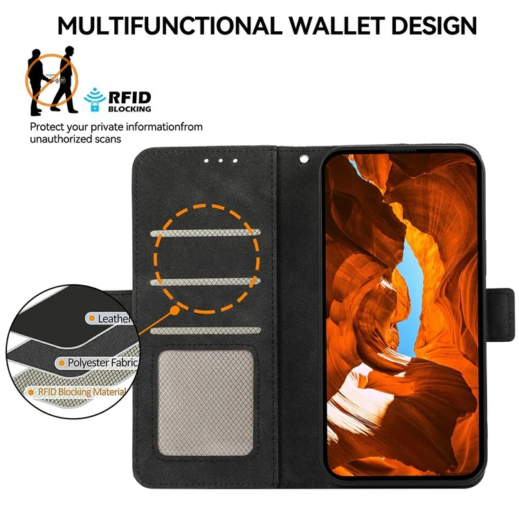 ABEEL Чехол для iPhone 17 Pro из искусственной кожи, откидной, с функцией просмотра, блокировкой RFID - черный