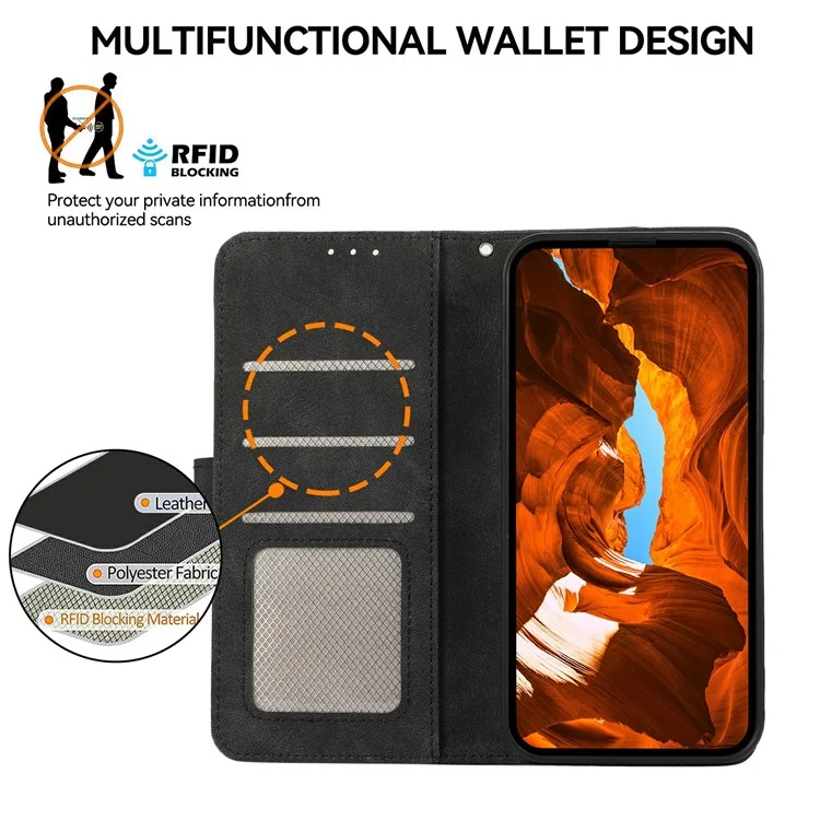 Чехол ABEEL для iPhone 17 Pro с цветными вставками из кожи, откидной, с блокировкой RFID - Черный