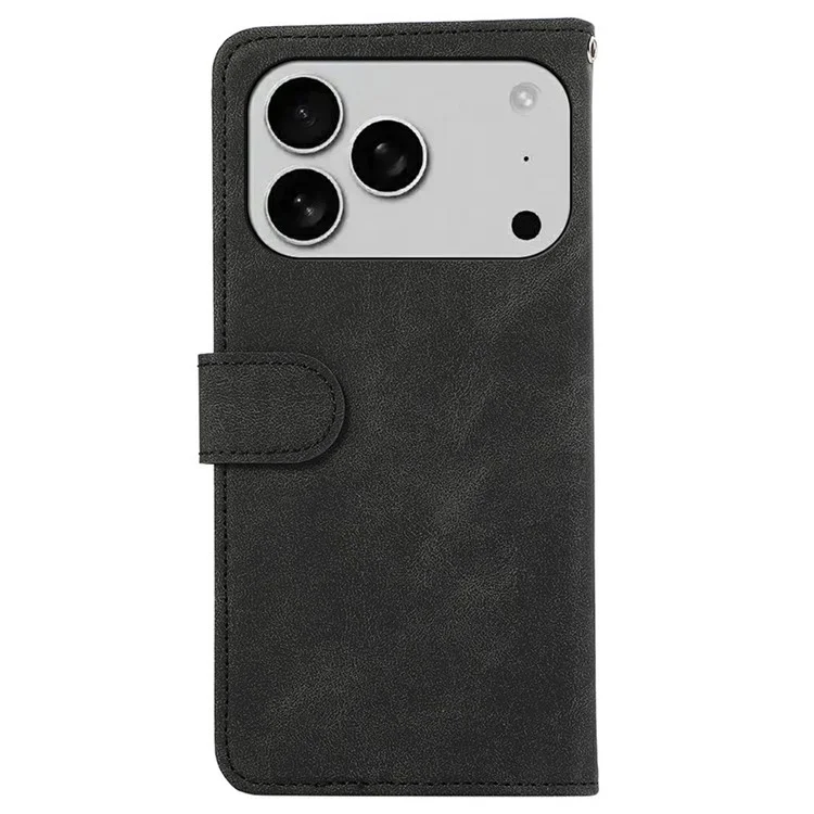 Чехол ABEEL для iPhone 17 Pro с цветными вставками из кожи, откидной, с блокировкой RFID - Черный