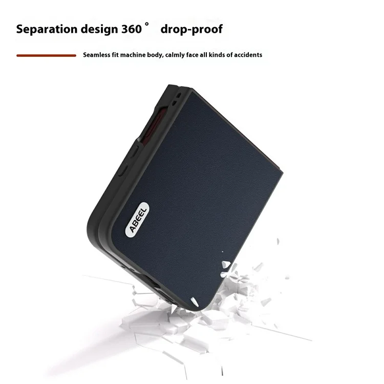 ABEEL Para Motorola Razr 60 Ultra 5G Capa de Telefone Celular Couro Genuíno de Vaca Capa Traseira de PC - Azul
