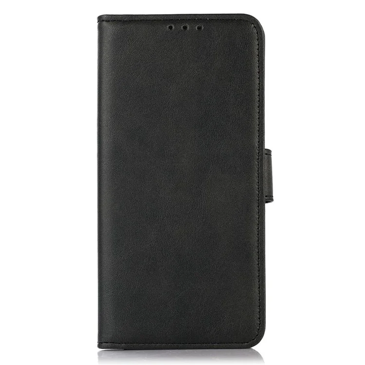 For iPhone 17 Air Case Cowhide Texture Leather Wallet Phone Cover with Stand - Black