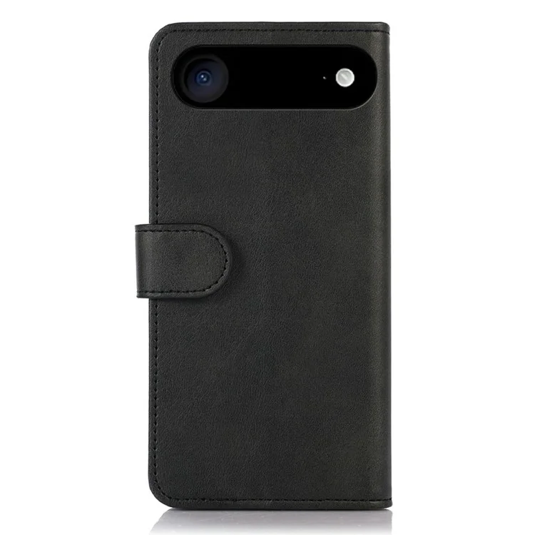 For iPhone 17 Air Case Cowhide Texture Leather Wallet Phone Cover with Stand - Black