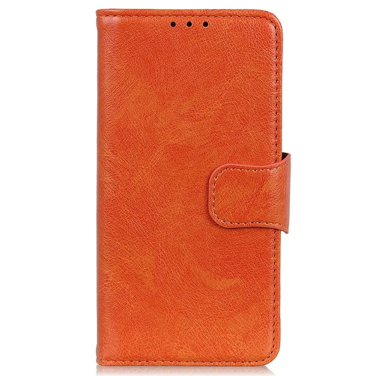 For iPhone 17 Air Case Nappa Texture Split Leather Wallet Phone Cover - Orange