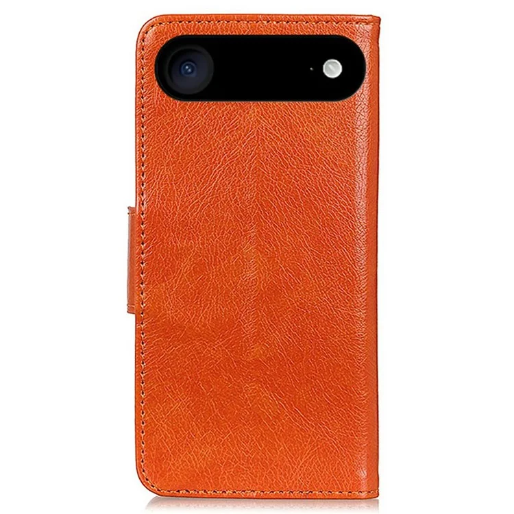 For iPhone 17 Air Case Nappa Texture Split Leather Wallet Phone Cover - Orange