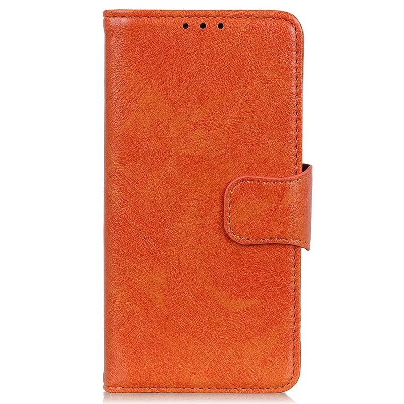 For iPhone 17 Pro Case Nappa Texture Split Leather Wallet Phone Cover - Orange