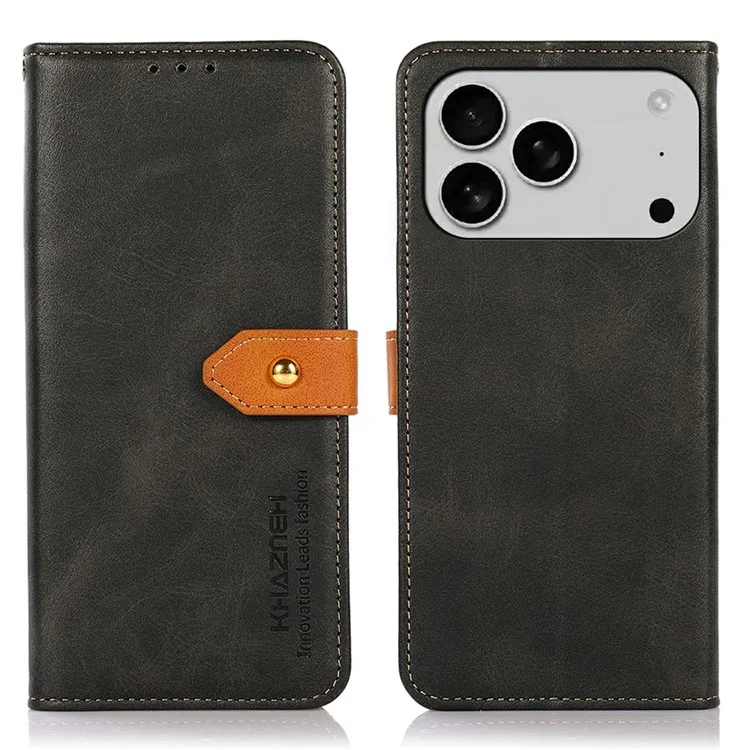 KHAZNEH für iPhone 17 Pro Wallet Handyhülle mit Ständer Leder Flip Cover - Schwarz