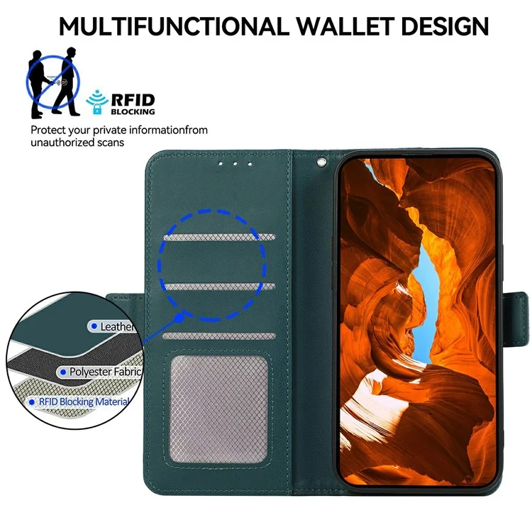 ABEEL For iPhone 17 Case Leather Phone Cover with RFID Blocking Wallet - Green