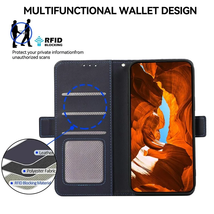 ABEEL For iPhone 17 Air Case Leather Phone Cover with RFID Blocking Wallet - Blue
