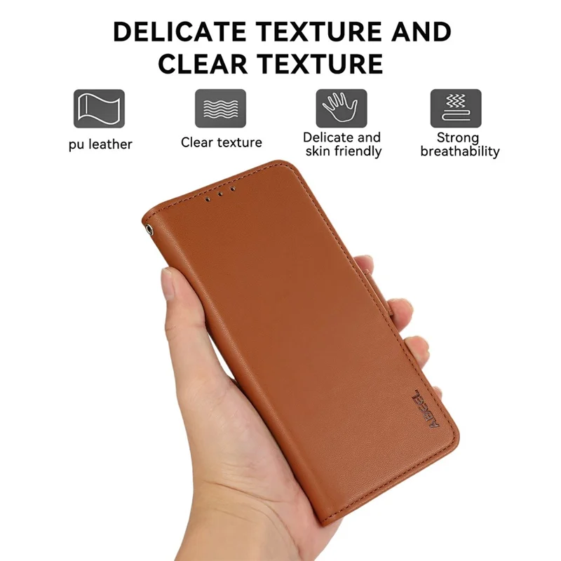 ABEEL For iPhone Air Case Leather Phone Cover with RFID Blocking Wallet - Brown