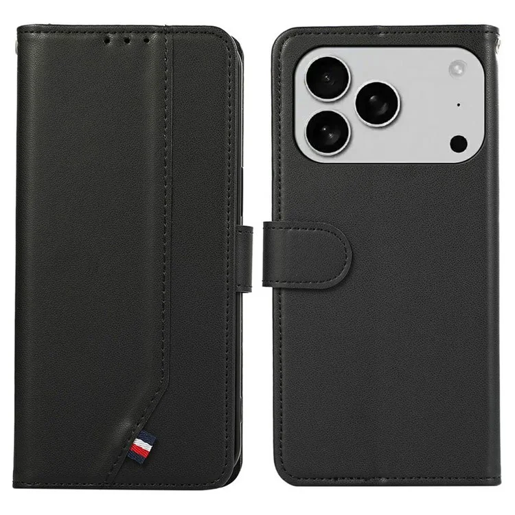 Чехол для iPhone 17 Pro с блокировкой RFID, кожаный флип-чехол для телефона - Черный