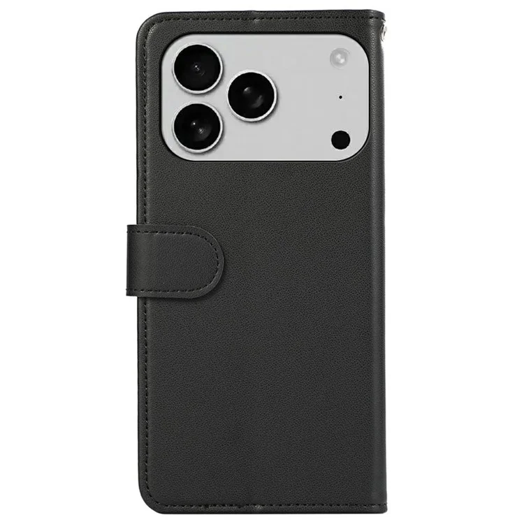 Чехол для iPhone 17 Pro с блокировкой RFID, кожаный флип-чехол для телефона - Черный