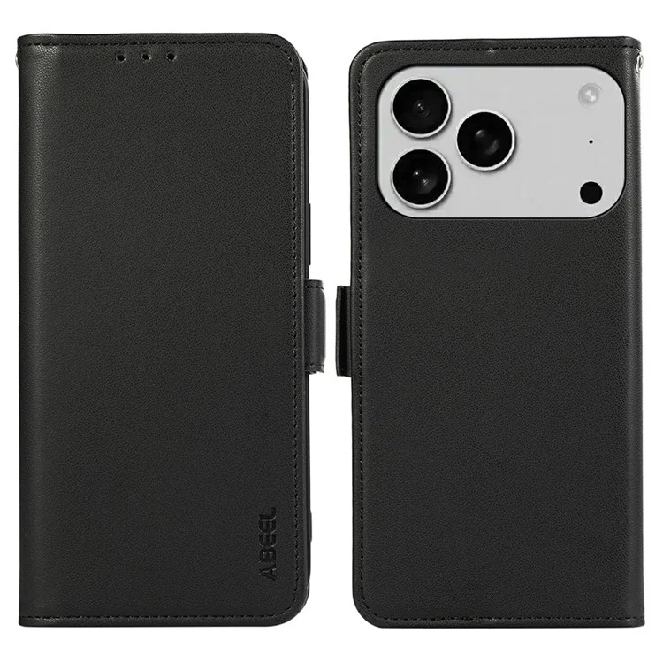 ABEEL для iPhone 17 Pro Чехол из кожи с блокировкой RFID-карт и отделением для карт - Черный