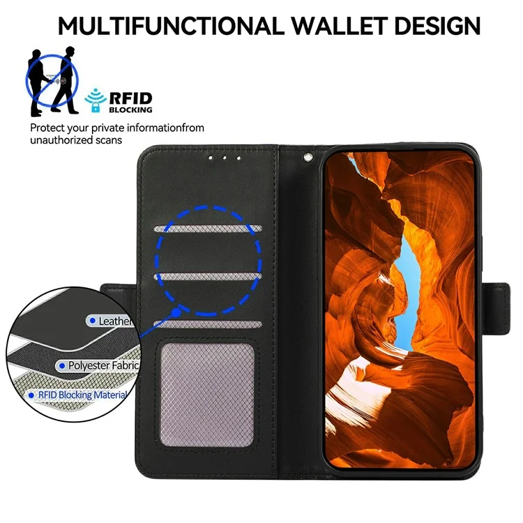 ABEEL для iPhone 17 Pro Чехол из кожи с блокировкой RFID-карт и отделением для карт - Черный
